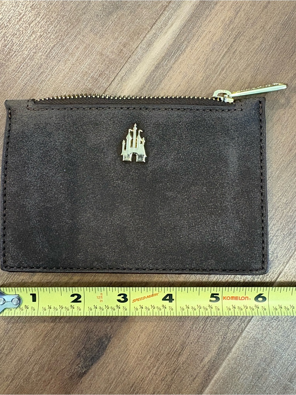 Loungefly Dark Brown Suede Card & Key Holder with Gold Castle Accent - Picture 3 of 7
